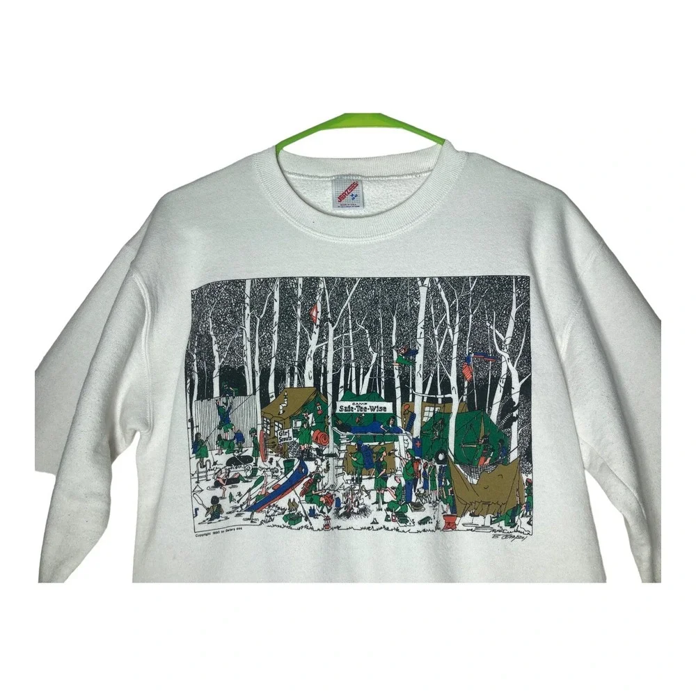 Vintage Jerzees Sweatshirt Girl Scouts Camping 1990 Gallery 444 Women's Size Med - Picture 6 of 13